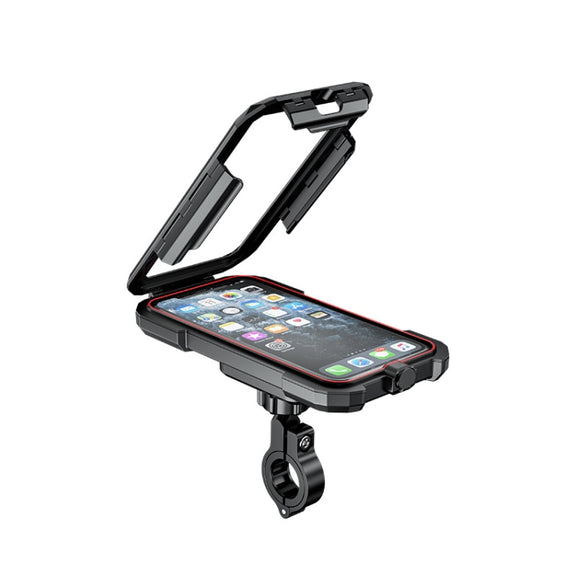 Kewig Bicycle Motorcycle Water-resistant Box Mobile Phone Bracket Riding Touch Mobile Phone Fixed Seat(M18L-B1 Large Handlebar Installation)
