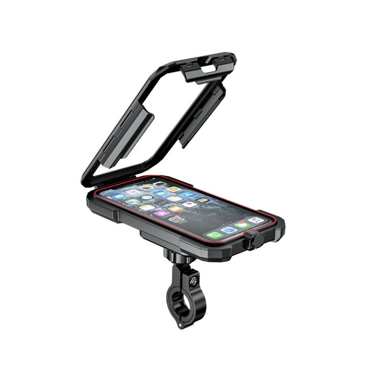 Kewig Bicycle Motorcycle Water-resistant Box Mobile Phone Bracket Riding Touch Mobile Phone Fixed Seat(M18L-B1 Large Handlebar Installation)