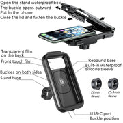 Kewig Bicycle Motorcycle Water-resistant Box Mobile Phone Bracket Riding Touch Mobile Phone Fixed Seat(M18S-B1 Small Handlebar Installation)