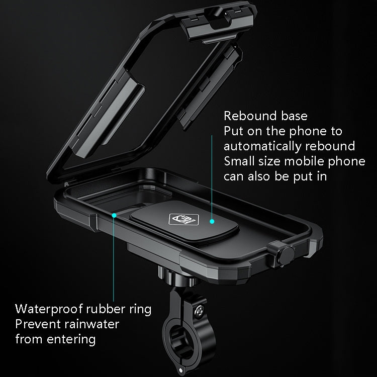 Kewig Bicycle Motorcycle Water-resistant Box Mobile Phone Bracket Riding Touch Mobile Phone Fixed Seat(M18L-B1 Large Handlebar Installation)