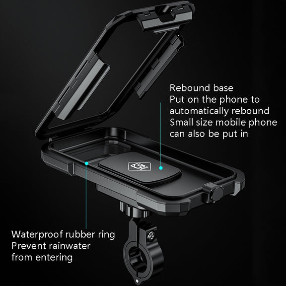 Kewig Bicycle Motorcycle Water-resistant Box Mobile Phone Bracket Riding Touch Mobile Phone Fixed Seat(M18L-B1 Large Handlebar Installation)