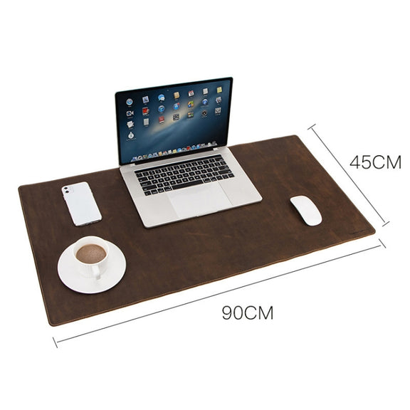 CF9011  Desk Pad Retro Crazy Horse Leather Notebook Computer Mouse Pad Oversized Anti-Slip Desktop Computer Desk Leather Pad(Brown)