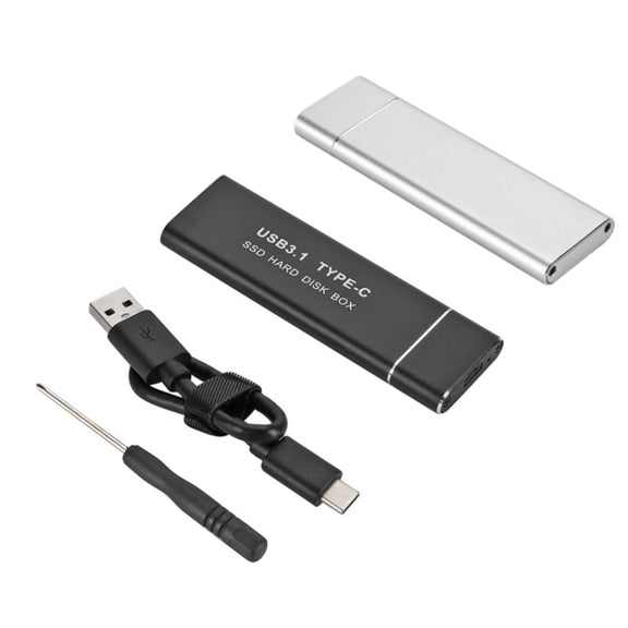 F018C M.2 NGFF To USB3.1 SSD Solid Aluminum Type-C Mobile Hard Drive Enclosure(Silver)