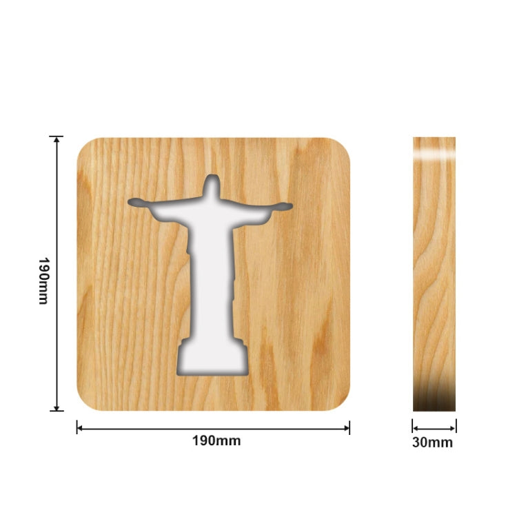 FS-T1971W 2.5W Jesus Pastor Table Lamp USB Solid Wood Hollow Night Light(Warm White Light)