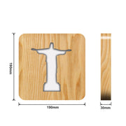 FS-T1971W 2.5W Jesus Pastor Table Lamp USB Solid Wood Hollow Night Light(Warm White Light)