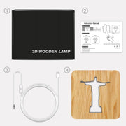 FS-T1971W 2.5W Jesus Pastor Table Lamp USB Solid Wood Hollow Night Light(Warm White Light)