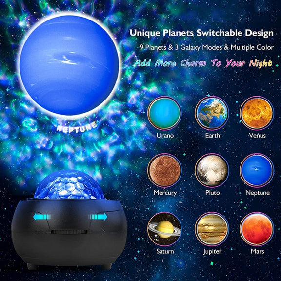 DQ-M3 LED Rotating Starry Sky Light Bluetooth Music Planets Ocean Projector Support TF Card,Style: Rechargeable(Black)
