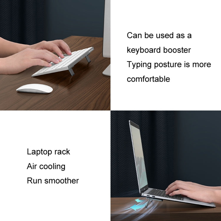 Oatsbasf 03321 Notebook Computer Invisible Height Increase Bracket Desktop Folding Storage Radiator(Silver)