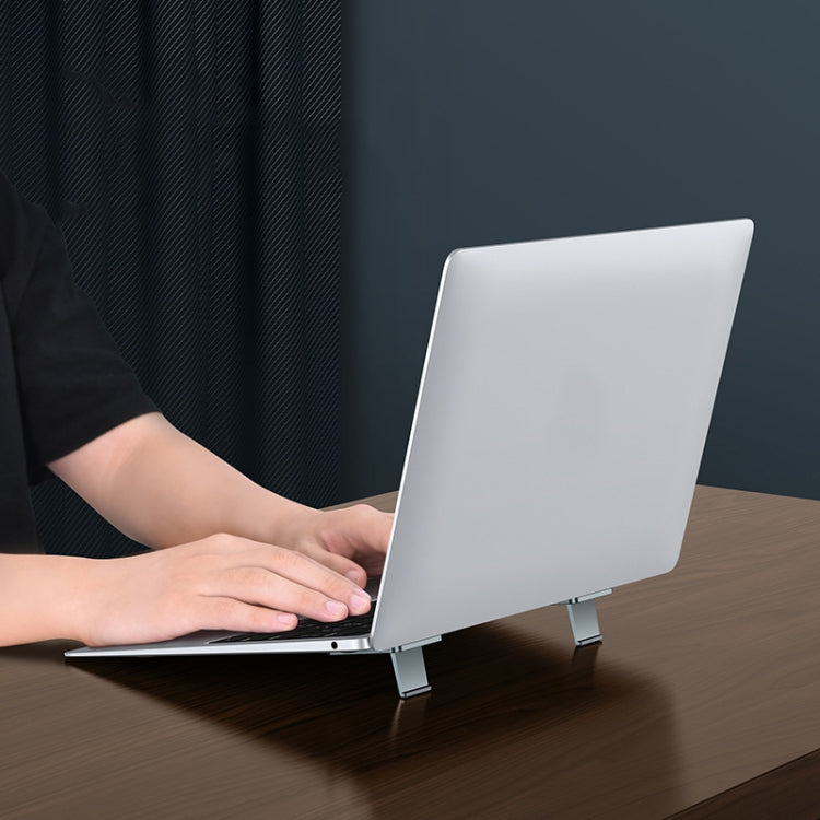 Oatsbasf 03321 Notebook Computer Invisible Height Increase Bracket Desktop Folding Storage Radiator(Silver)