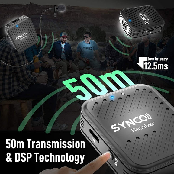 SYNCO Engragal  Wireless Microphone System 2.4GHz Interview Lavalier Lapel Mic Receiver Kit For Phones DSLR Tablet Camcorder,Configuration G1 (A1)