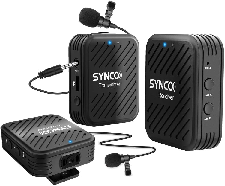 SYNCO Engragal  Wireless Microphone System 2.4GHz Interview Lavalier Lapel Mic Receiver Kit For Phones DSLR Tablet Camcorder,Configuration G1 (A2)