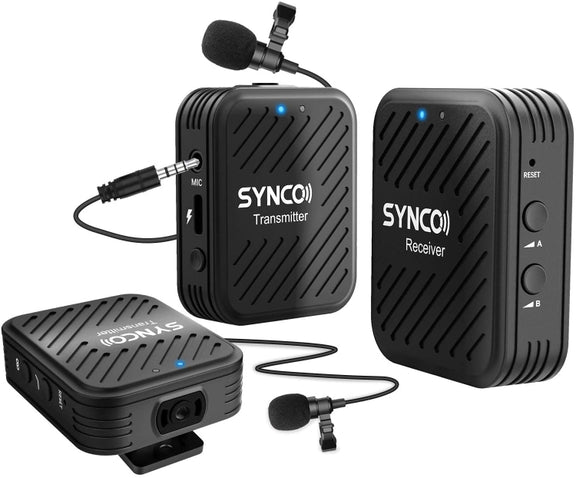 SYNCO Engragal  Wireless Microphone System 2.4GHz Interview Lavalier Lapel Mic Receiver Kit For Phones DSLR Tablet Camcorder,Configuration G1 (A2)