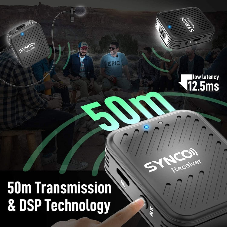 SYNCO Engragal  Wireless Microphone System 2.4GHz Interview Lavalier Lapel Mic Receiver Kit For Phones DSLR Tablet Camcorder,Configuration G1 (A2)