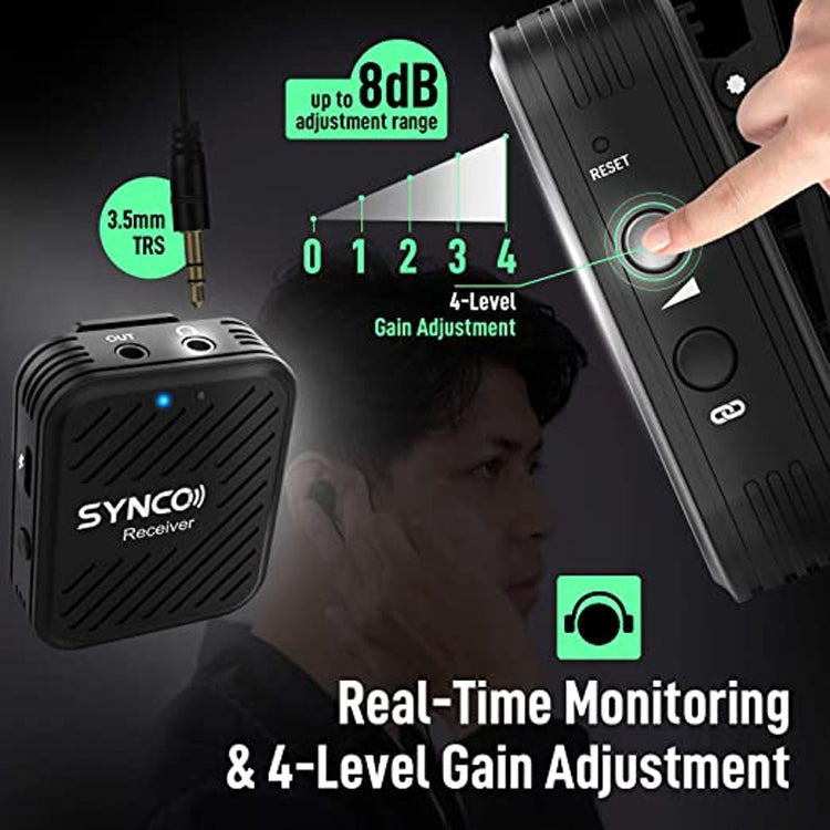 SYNCO Engragal  Wireless Microphone System 2.4GHz Interview Lavalier Lapel Mic Receiver Kit For Phones DSLR Tablet Camcorder,Configuration G1 (A2)