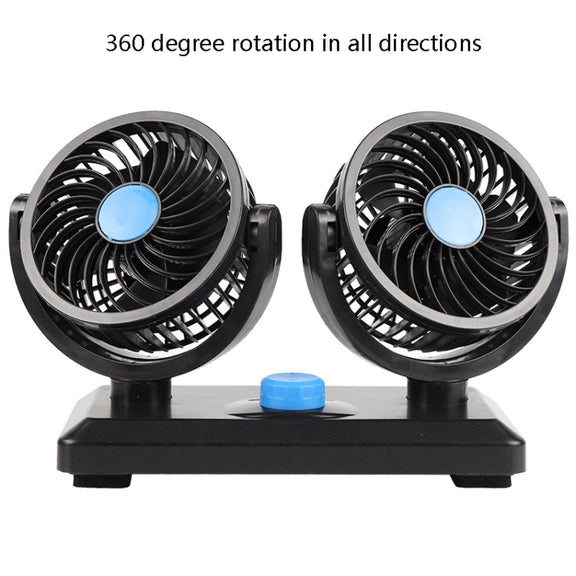 Car Fan Portable Mini Adjustable Car Double-Headed Electric Fan, Colour: Blue USB Universal