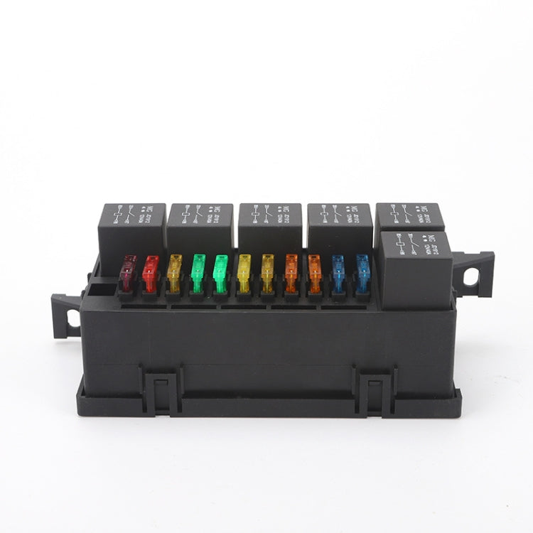 Car Modified 12V / 4Pin / 40A Black Shell 11-Way Fuse With 6-Way Relay Car Machine Cabin Link Inner Cassette Seat