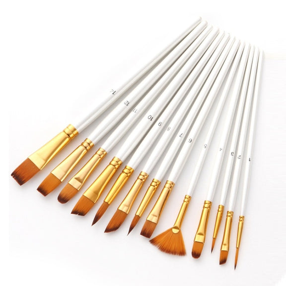 Zhu Ting Student Nylon Wool Multifunctional Watercolor Brush(13 PCS/Set Pearl White)