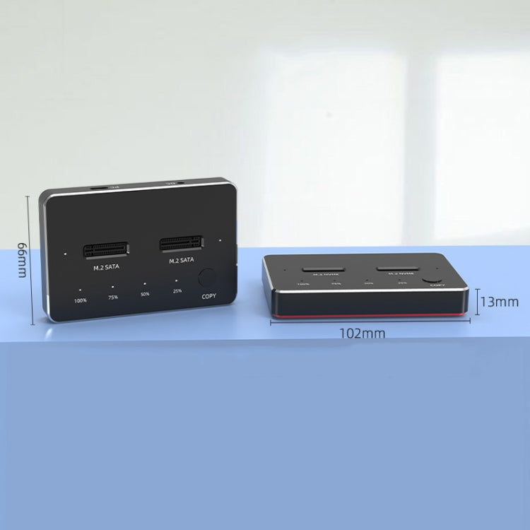 Blueendless M.2 Double Disk Mobile Hard Disk Base SATA / NVME Solid State Hard Disk Box, Colour: M.2 SATA (Gray + Blue)