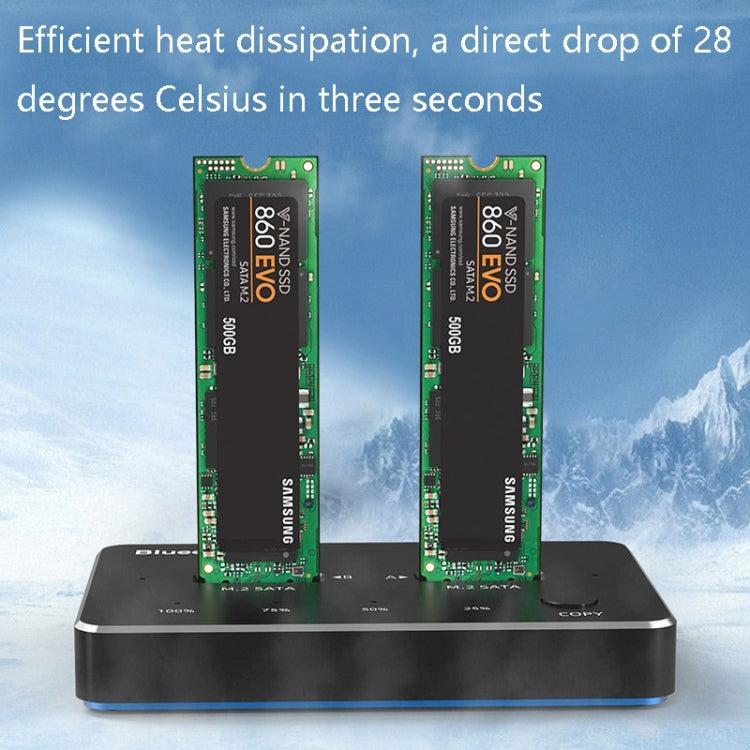 Blueendless M.2 Double Disk Mobile Hard Disk Base SATA / NVME Solid State Hard Disk Box, Colour: M.2 SATA (Gray + Blue)