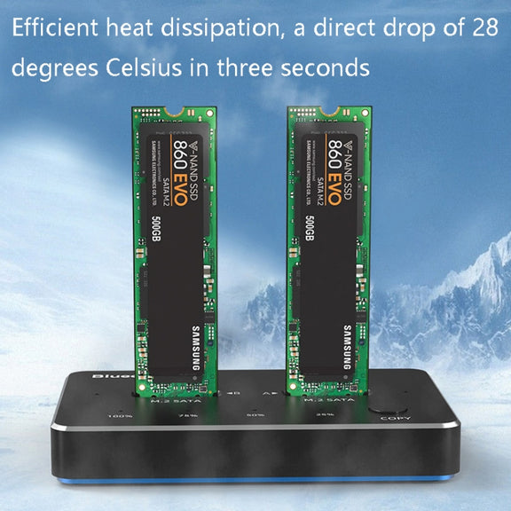 Blueendless M.2 Double Disk Mobile Hard Disk Base SATA / NVME Solid State Hard Disk Box, Colour: M.2 SATA (Gray + Blue)