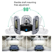 80W LED Industrial Mining Light Water-resistant Light Sensor Folding Tri-Leaf Garage Lamp(Warm White Light)
