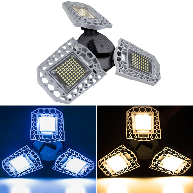 100W LED Industrial Mining Light Water-resistant Light Sensor Folding Tri-Leaf Garage Lamp(White Light)