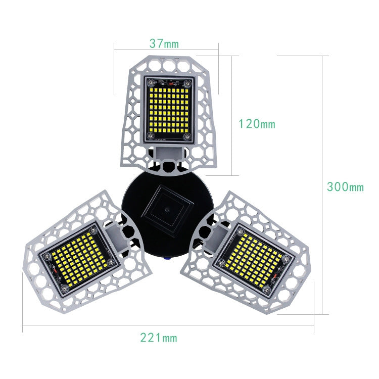 100W LED Industrial Mining Light Water-resistant Light Sensor Folding Tri-Leaf Garage Lamp(White Light)