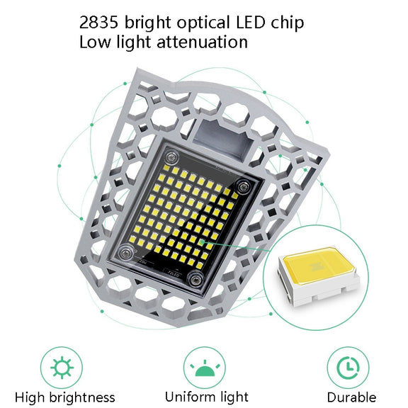 100W LED Industrial Mining Light Water-resistant Light Sensor Folding Tri-Leaf Garage Lamp(White Light)