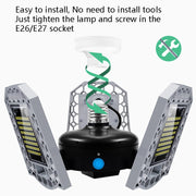 100W LED Industrial Mining Light Water-resistant Light Sensor Folding Tri-Leaf Garage Lamp(White Light)