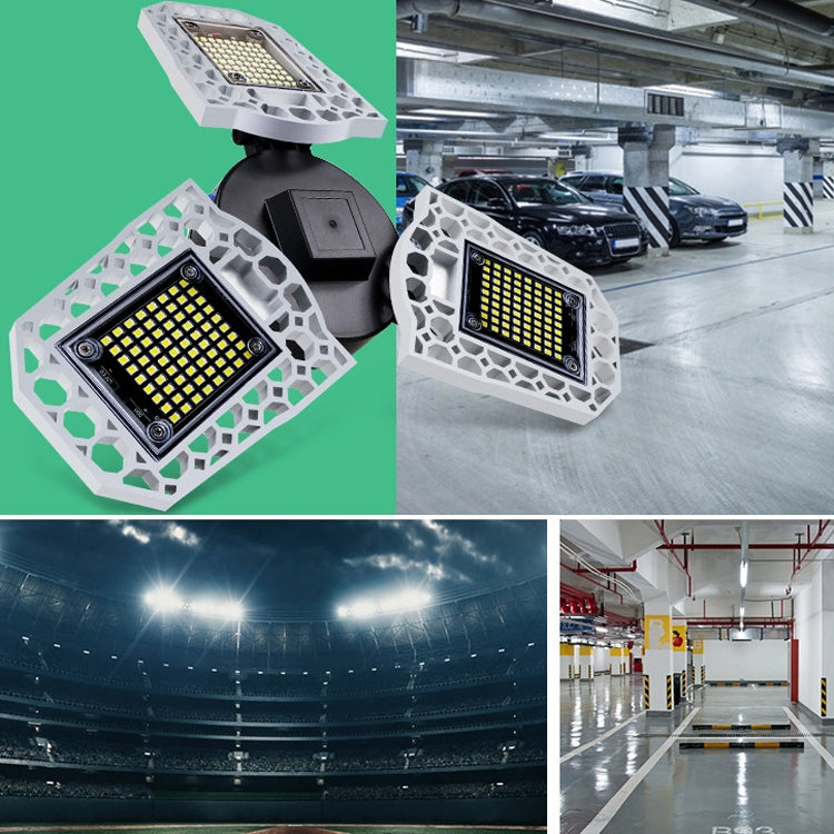 100W LED Industrial Mining Light Water-resistant Light Sensor Folding Tri-Leaf Garage Lamp(White Light)