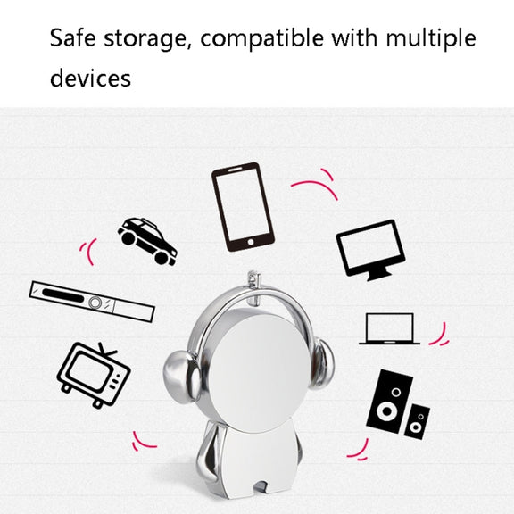 Y01 Metal Musician Car Cartoon Style U Disk, Capacity: 64GB(Silver)