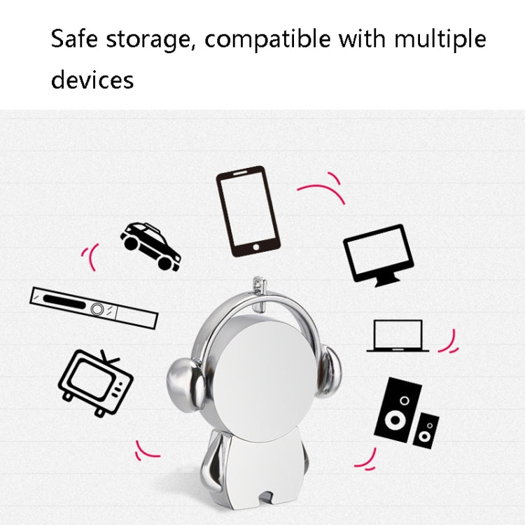 Y01 Metal Musician Car Cartoon Style U Disk, Capacity: 64GB(Silver)