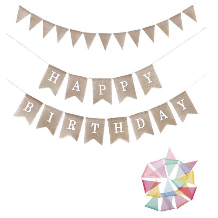 2 PCS Swallowtail Burlap First Birthday Flags Mori Series Party Flags Specification: Burlap Triangle Flag