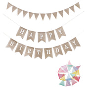 2 PCS Swallowtail Burlap First Birthday Flags Mori Series Party Flags Specification: Burlap Triangle Flag