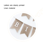 2 PCS Swallowtail Burlap First Birthday Flags Mori Series Party Flags Specification: Burlap Triangle Flag