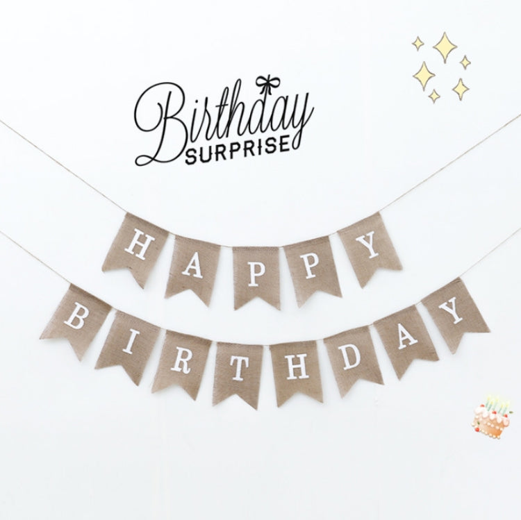 2 PCS Swallowtail Burlap First Birthday Flags Mori Series Party Flags Specification: Burlap Triangle Flag