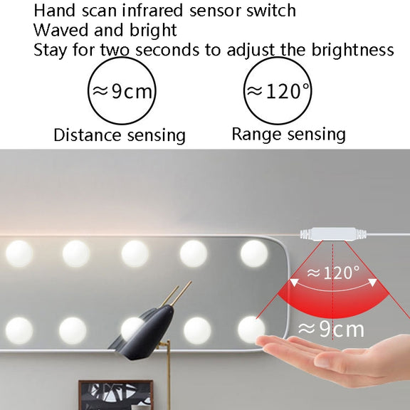 LED Makeup Mirror Light Beauty Fill Light Hand Sweep Sensor Mirror Front Light, Power source: 10 Bulbs(Natural White)
