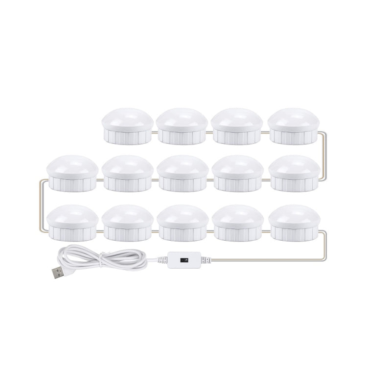 LED Makeup Mirror Light Beauty Fill Light Hand Sweep Sensor Mirror Front Light, Power source: 14 Bulbs(Natural White)