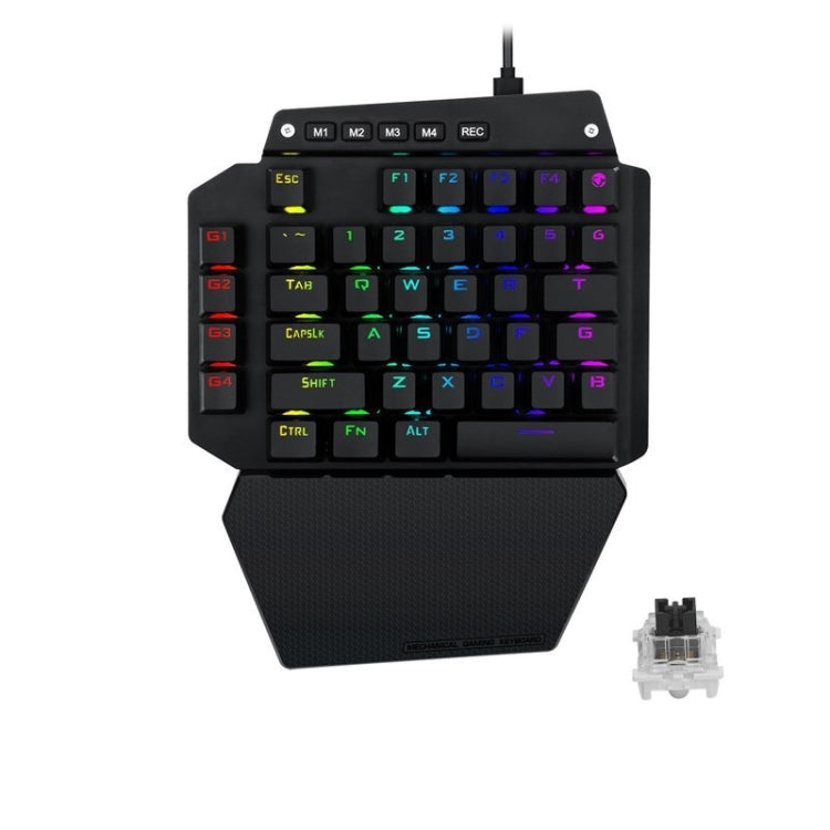 K700 44 Keys RGB Luminous Switchable Axis Gaming One-Handed Keyboard, Cable Length: 1m(Black Shaft)