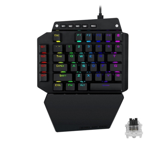 K700 44 Keys RGB Luminous Switchable Axis Gaming One-Handed Keyboard, Cable Length: 1m(Black Shaft)