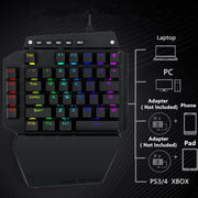 K700 44 Keys RGB Luminous Switchable Axis Gaming One-Handed Keyboard, Cable Length: 1m(Black Shaft)