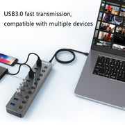 Blueendless USB Splitter Aluminum Alloy QC Fast Charge Expander, Number of interfaces: 7-port (12V2A Power)