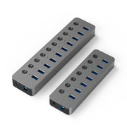 Blueendless USB Splitter Aluminum Alloy QC Fast Charge Expander, Number of interfaces: 10-port (12V4A Power)