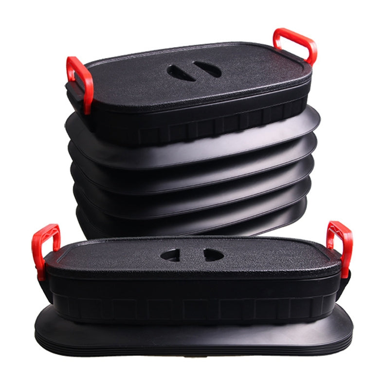 18L Folding Trash Can Telescopic Storage Box Storage Bucket Folding Water Bucket(English Black With Lid)