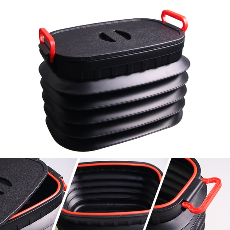 18L Folding Trash Can Telescopic Storage Box Storage Bucket Folding Water Bucket(English Black With Lid)
