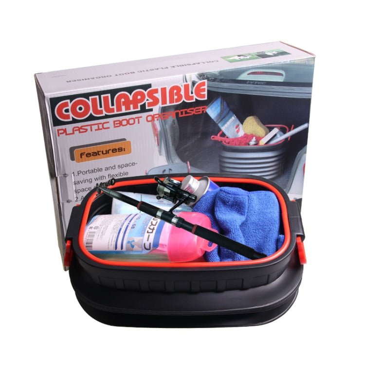 18L Folding Trash Can Telescopic Storage Box Storage Bucket Folding Water Bucket(English Black With Lid)