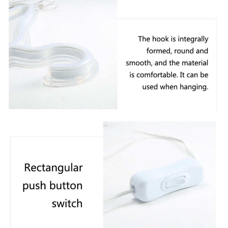 HS-20002 LED Coat Hanger Neon Light Room Decoration Lantern Holiday Light(White Light)