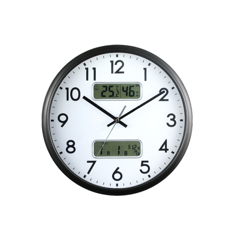 13 Inch Dual-screen LED Display Wall Clock Living Room Temperature And Humidity Calendar Multi-function Clock(Black)