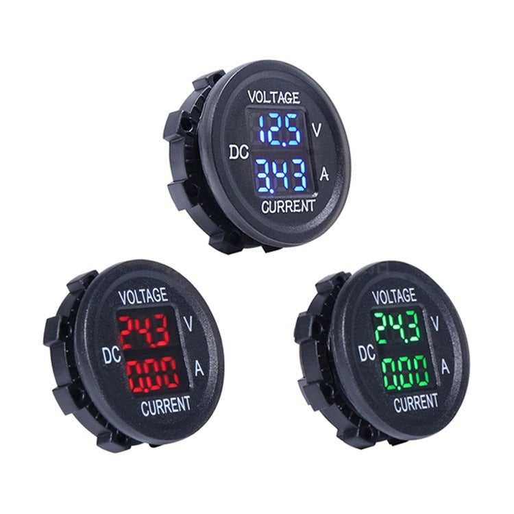 2 In 1 Modified Car Double Digital Voltage Current Table Measuring Instrument(Blue Light)