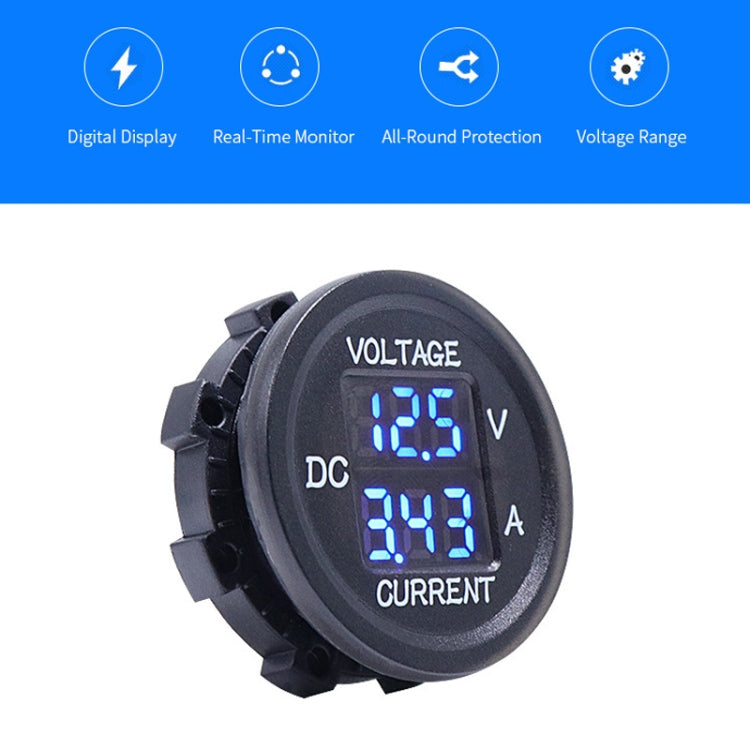 2 In 1 Modified Car Double Digital Voltage Current Table Measuring Instrument(Blue Light)